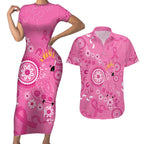Pink Ribbon Australia Couples Matching Short Sleeve Bodycon Dress and Hawaiian Shirt Breast Cancer Awareness Aboriginal Cacatua leadbeateri - Aussie Hoodie