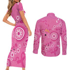 Pink Ribbon Australia Couples Matching Short Sleeve Bodycon Dress and Long Sleeve Button Shirt Breast Cancer Awareness Aboriginal Cacatua leadbeateri - Aussie Hoodie