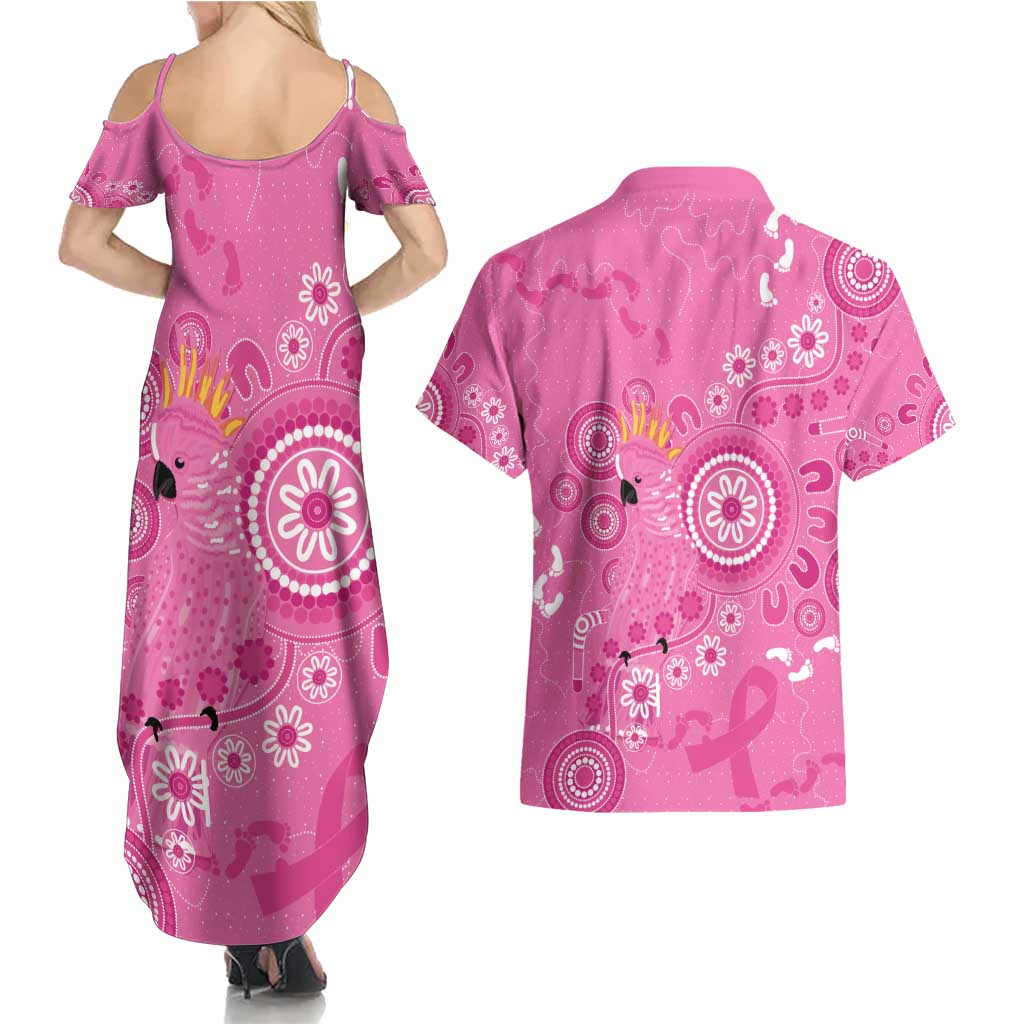 Pink Ribbon Australia Couples Matching Summer Maxi Dress and Hawaiian Shirt Breast Cancer Awareness Aboriginal Cacatua leadbeateri - Aussie Hoodie