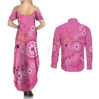 Pink Ribbon Australia Couples Matching Summer Maxi Dress and Long Sleeve Button Shirt Breast Cancer Awareness Aboriginal Cacatua leadbeateri - Aussie Hoodie