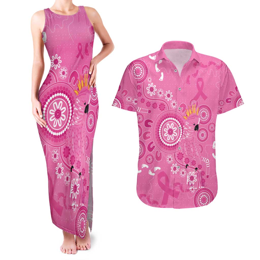 Pink Ribbon Australia Couples Matching Tank Maxi Dress and Hawaiian Shirt Breast Cancer Awareness Aboriginal Cacatua leadbeateri - Aussie Hoodie