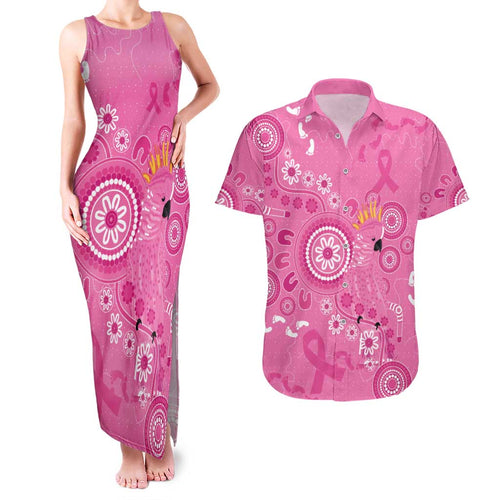 Pink Ribbon Australia Couples Matching Tank Maxi Dress and Hawaiian Shirt Breast Cancer Awareness Aboriginal Cacatua leadbeateri - Aussie Hoodie