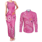 Pink Ribbon Australia Couples Matching Tank Maxi Dress and Long Sleeve Button Shirt Breast Cancer Awareness Aboriginal Cacatua leadbeateri - Aussie Hoodie