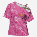 Pink Ribbon Australia Cross Shoulder Shirt Breast Cancer Awareness Aboriginal Cacatua leadbeateri - Aussie Hoodie