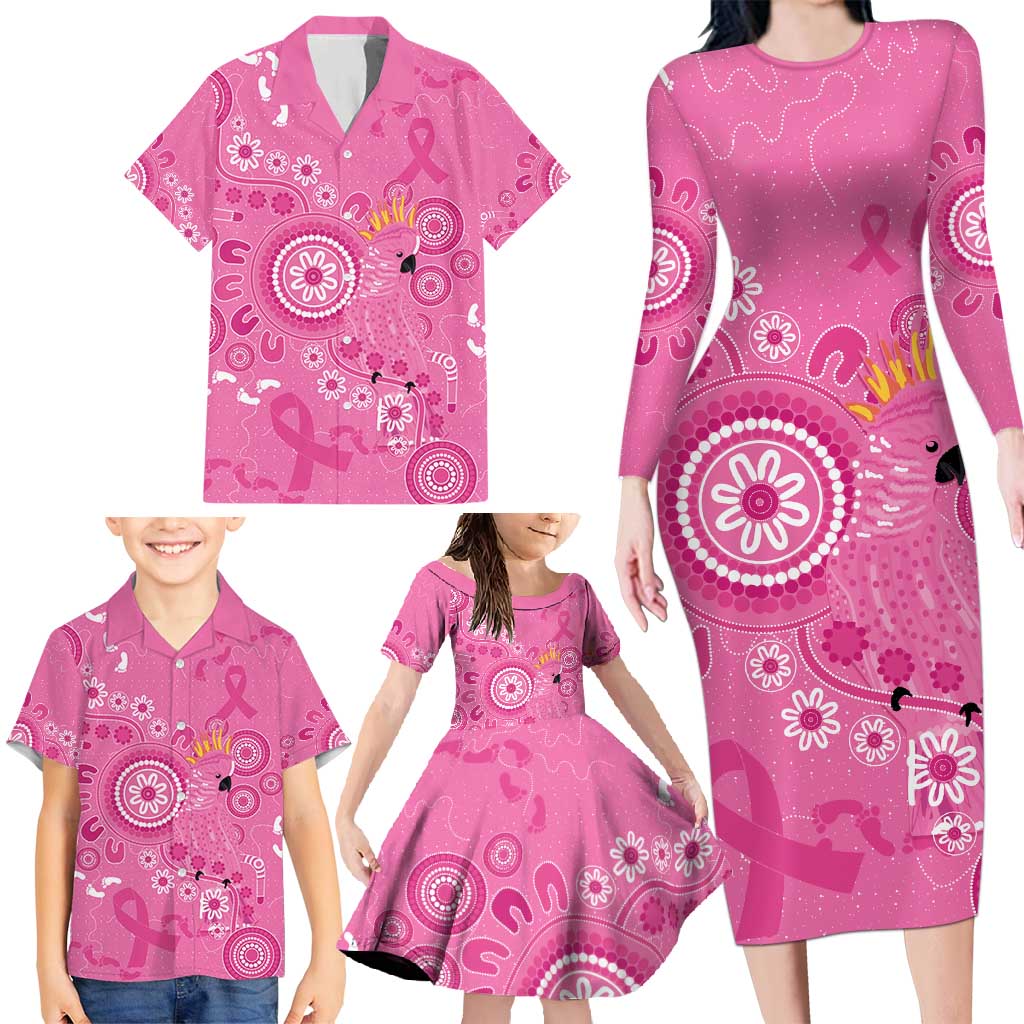 Pink Ribbon Australia Family Matching Long Sleeve Bodycon Dress and Hawaiian Shirt Breast Cancer Awareness Aboriginal Cacatua leadbeateri - Aussie Hoodie