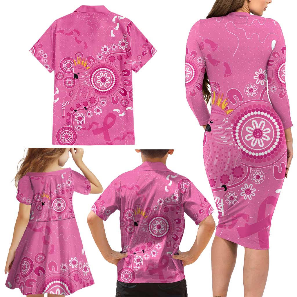 Pink Ribbon Australia Family Matching Long Sleeve Bodycon Dress and Hawaiian Shirt Breast Cancer Awareness Aboriginal Cacatua leadbeateri - Aussie Hoodie