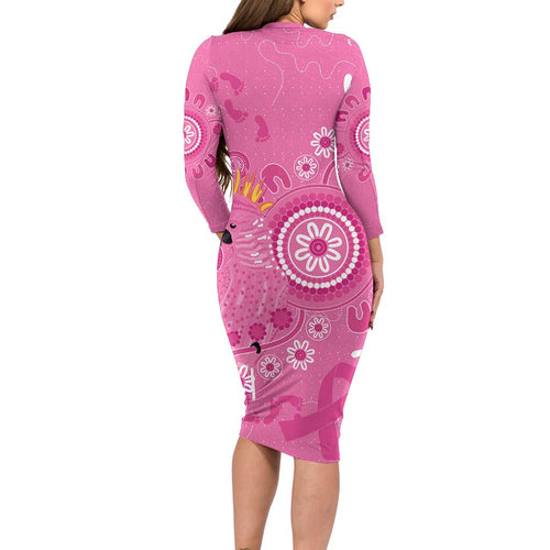 Pink Ribbon Australia Family Matching Long Sleeve Bodycon Dress and Hawaiian Shirt Breast Cancer Awareness Aboriginal Cacatua leadbeateri - Aussie Hoodie