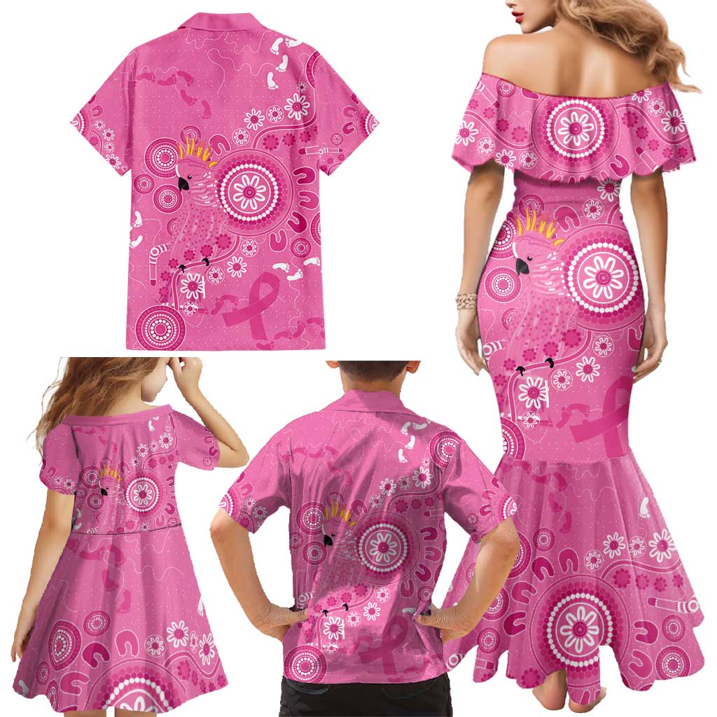 Pink Ribbon Australia Family Matching Mermaid Dress and Hawaiian Shirt Breast Cancer Awareness Aboriginal Cacatua leadbeateri - Aussie Hoodie