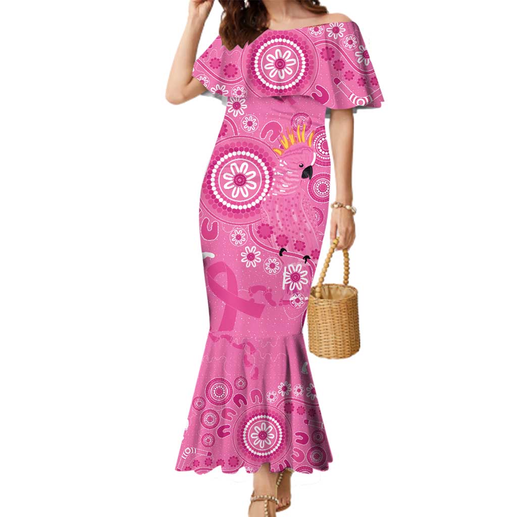 Pink Ribbon Australia Family Matching Mermaid Dress and Hawaiian Shirt Breast Cancer Awareness Aboriginal Cacatua leadbeateri - Aussie Hoodie