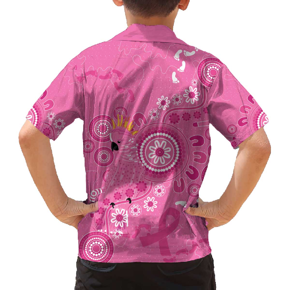 Pink Ribbon Australia Family Matching Off The Shoulder Long Sleeve Dress and Hawaiian Shirt Breast Cancer Awareness Aboriginal Cacatua leadbeateri - Aussie Hoodie