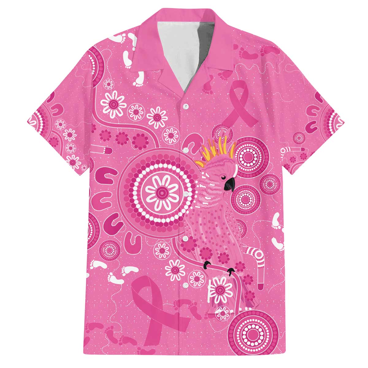 Pink Ribbon Australia Family Matching Off The Shoulder Long Sleeve Dress and Hawaiian Shirt Breast Cancer Awareness Aboriginal Cacatua leadbeateri - Aussie Hoodie