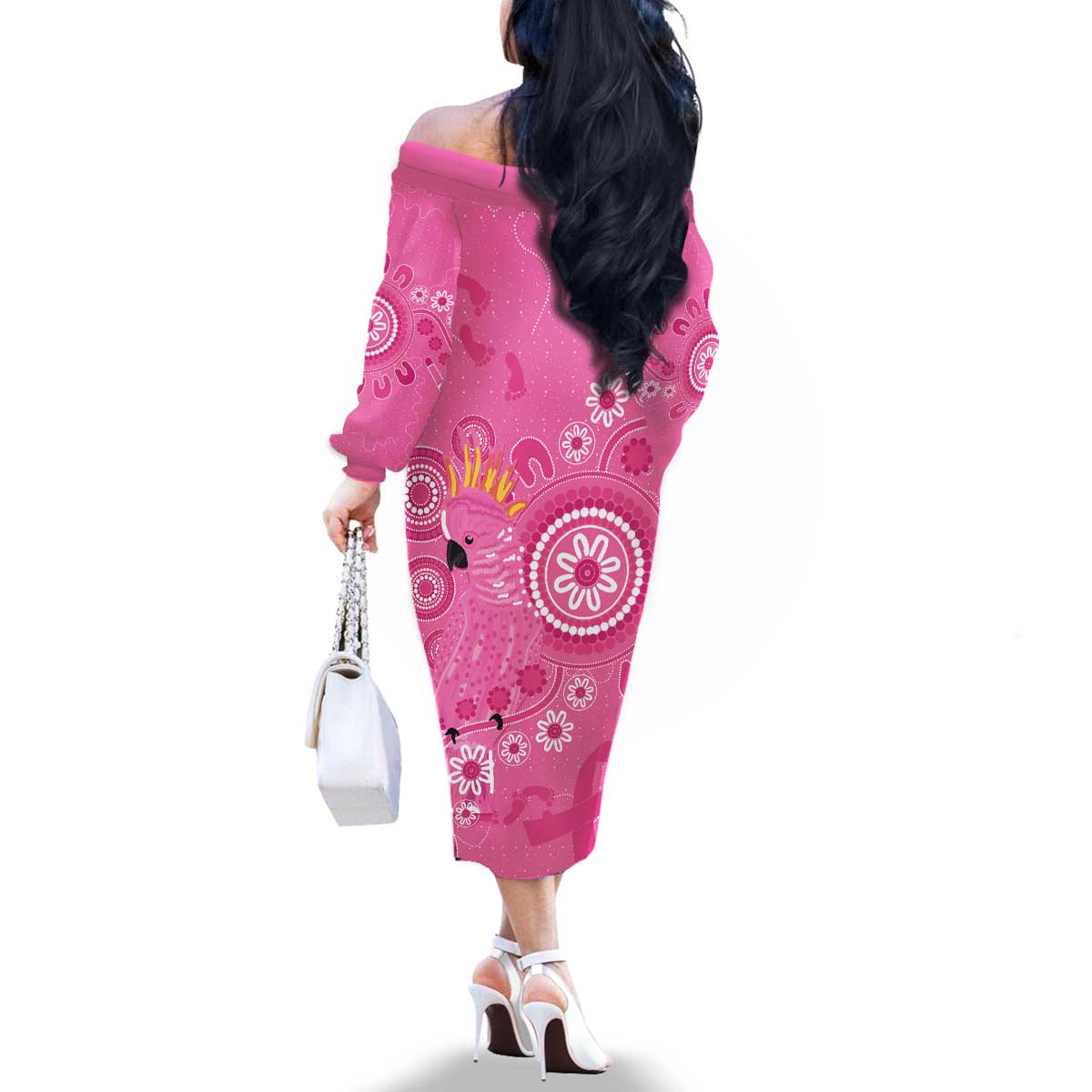 Pink Ribbon Australia Family Matching Off The Shoulder Long Sleeve Dress and Hawaiian Shirt Breast Cancer Awareness Aboriginal Cacatua leadbeateri - Aussie Hoodie