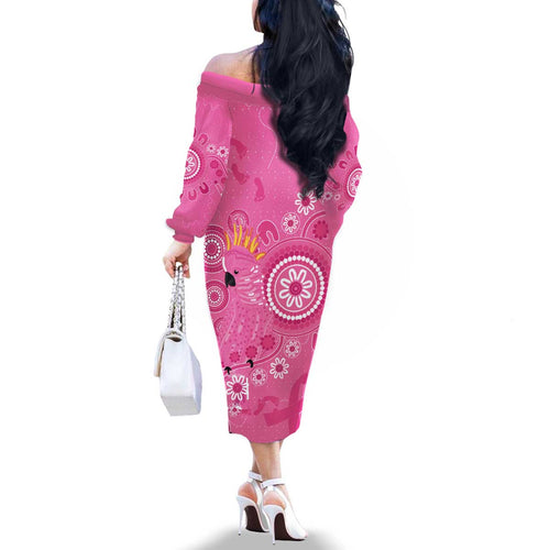 Pink Ribbon Australia Family Matching Off The Shoulder Long Sleeve Dress and Hawaiian Shirt Breast Cancer Awareness Aboriginal Cacatua leadbeateri - Aussie Hoodie