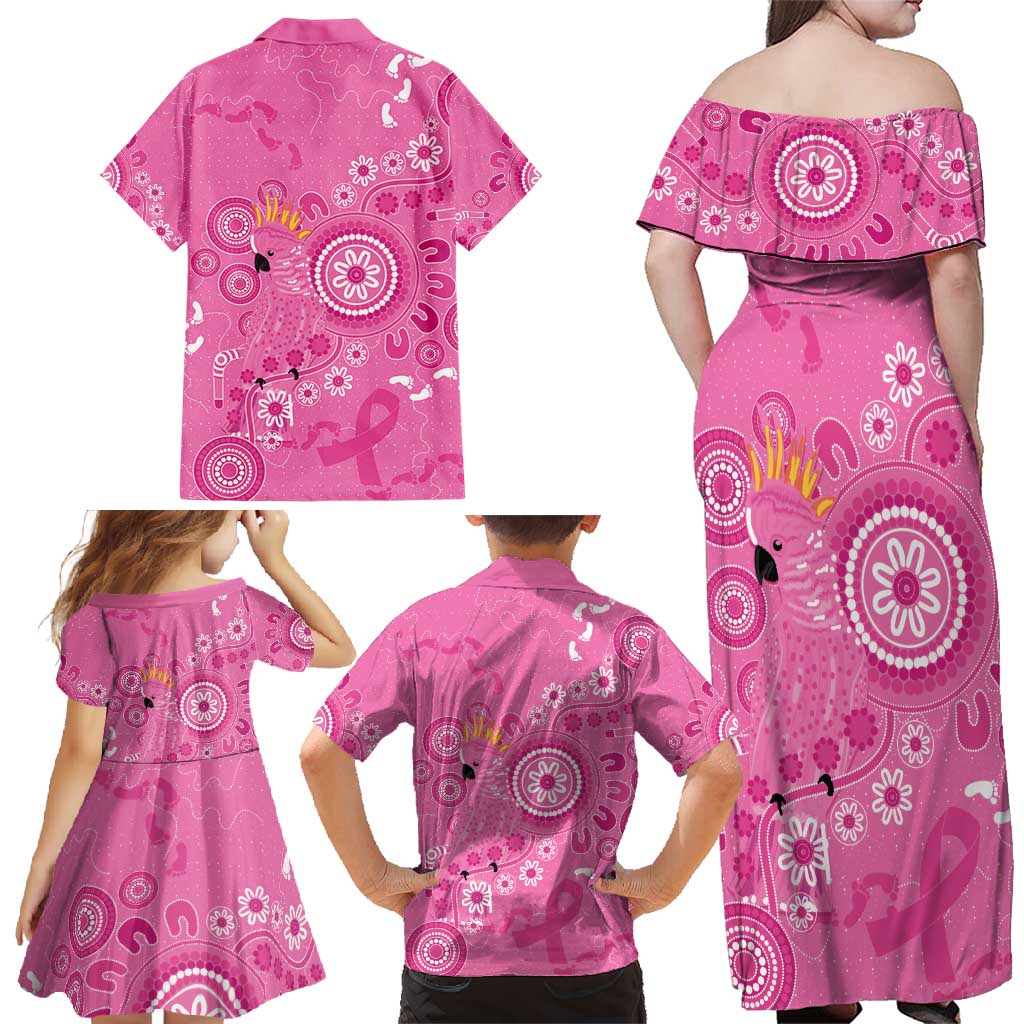 Pink Ribbon Australia Family Matching Off Shoulder Maxi Dress and Hawaiian Shirt Breast Cancer Awareness Aboriginal Cacatua leadbeateri - Aussie Hoodie