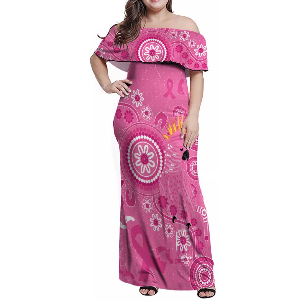 Pink Ribbon Australia Family Matching Off Shoulder Maxi Dress and Hawaiian Shirt Breast Cancer Awareness Aboriginal Cacatua leadbeateri - Aussie Hoodie