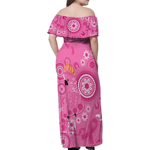 Pink Ribbon Australia Family Matching Off Shoulder Maxi Dress and Hawaiian Shirt Breast Cancer Awareness Aboriginal Cacatua leadbeateri - Aussie Hoodie