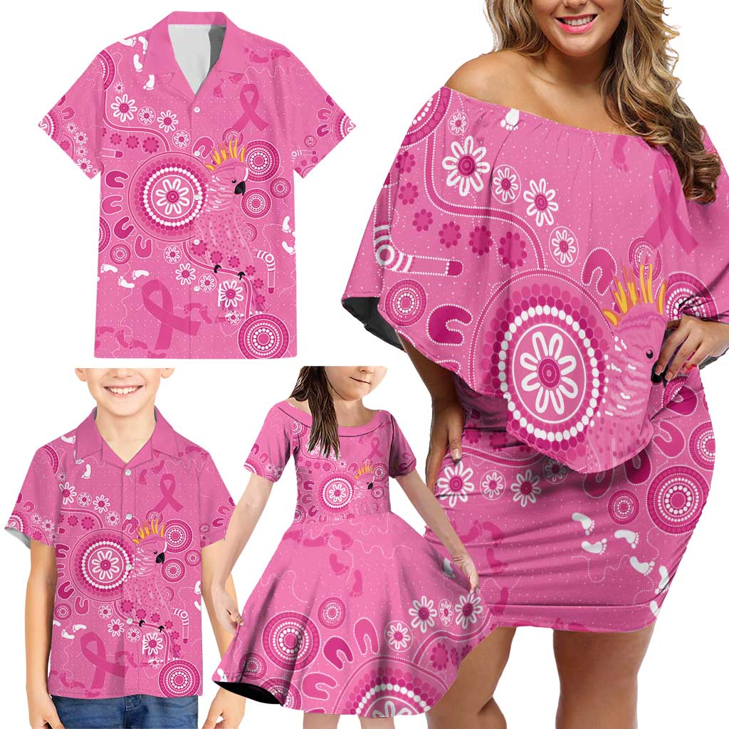 Pink Ribbon Australia Family Matching Off Shoulder Short Dress and Hawaiian Shirt Breast Cancer Awareness Aboriginal Cacatua leadbeateri - Aussie Hoodie