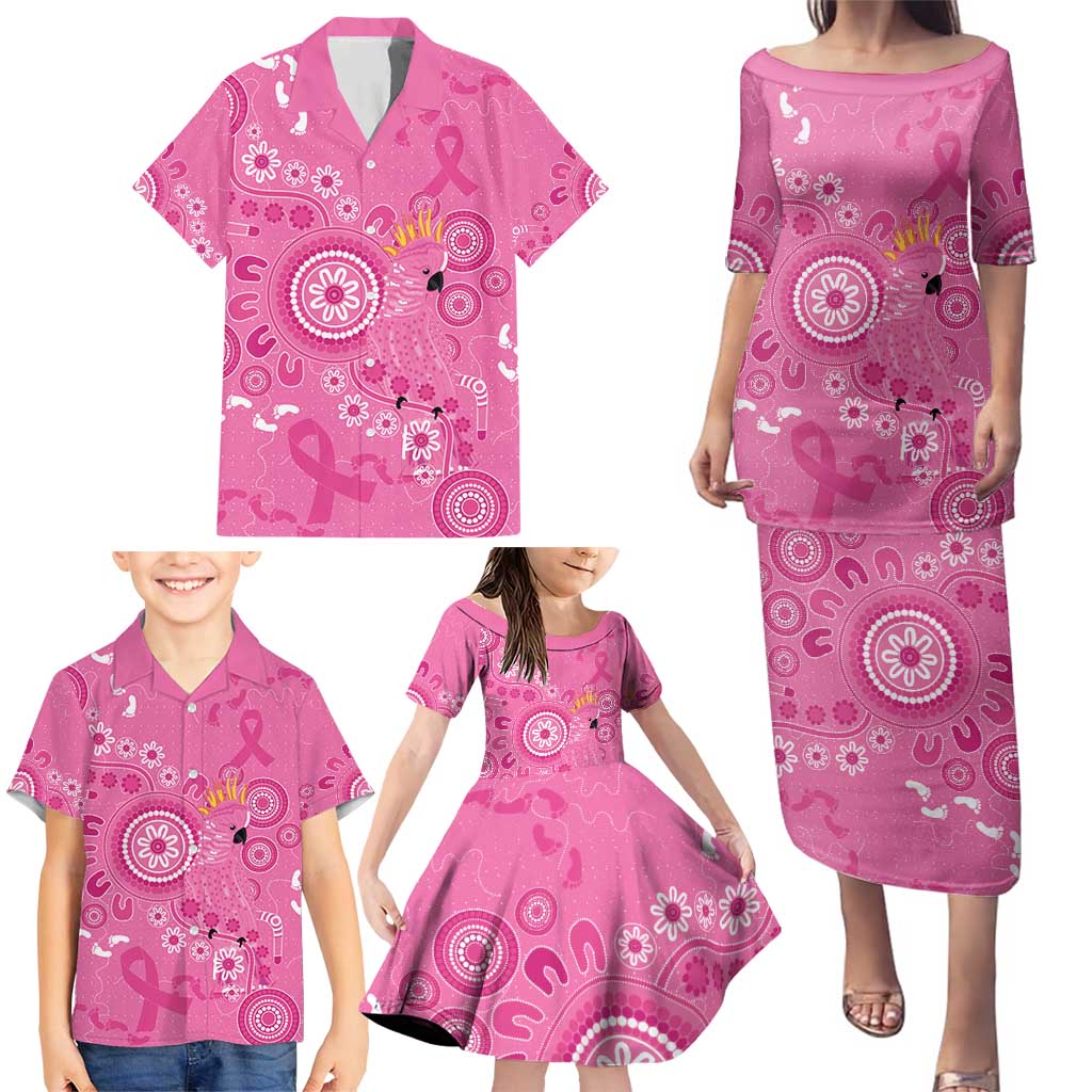 Pink Ribbon Australia Family Matching Puletasi and Hawaiian Shirt Breast Cancer Awareness Aboriginal Cacatua leadbeateri - Aussie Hoodie
