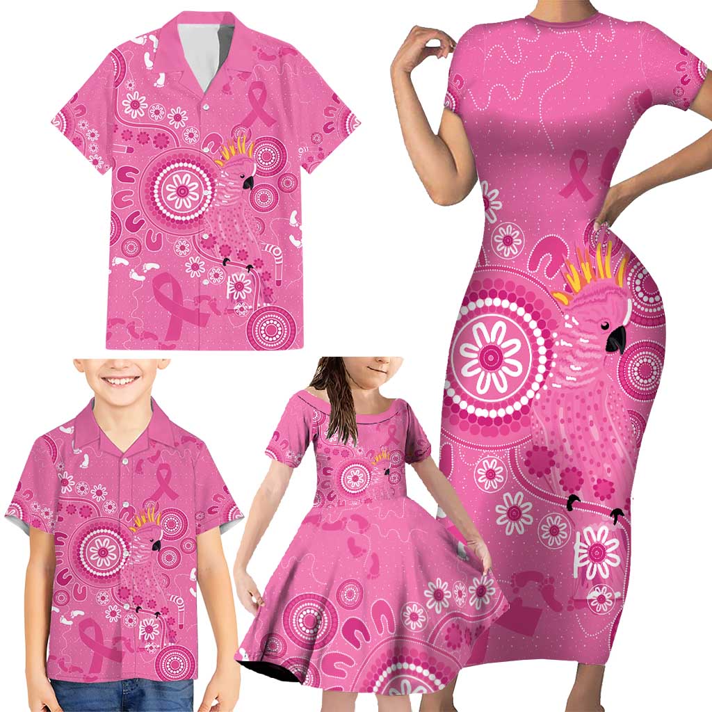 Pink Ribbon Australia Family Matching Short Sleeve Bodycon Dress and Hawaiian Shirt Breast Cancer Awareness Aboriginal Cacatua leadbeateri - Aussie Hoodie