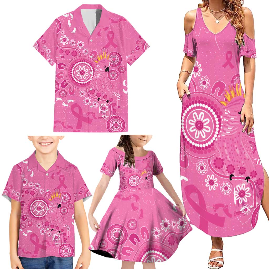 Pink Ribbon Australia Family Matching Summer Maxi Dress and Hawaiian Shirt Breast Cancer Awareness Aboriginal Cacatua leadbeateri - Aussie Hoodie