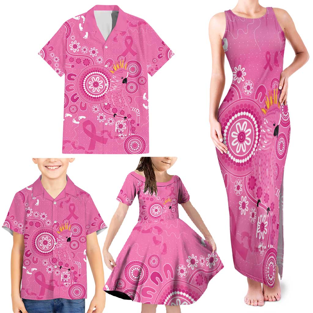Pink Ribbon Australia Family Matching Tank Maxi Dress and Hawaiian Shirt Breast Cancer Awareness Aboriginal Cacatua leadbeateri - Aussie Hoodie
