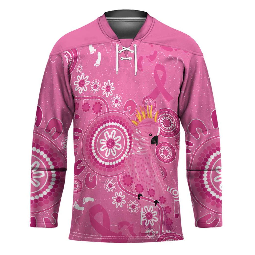 Pink Ribbon Australia Hockey Jersey Breast Cancer Awareness Aboriginal Cacatua leadbeateri - Aussie Hoodie