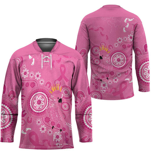 Pink Ribbon Australia Hockey Jersey Breast Cancer Awareness Aboriginal Cacatua leadbeateri - Aussie Hoodie