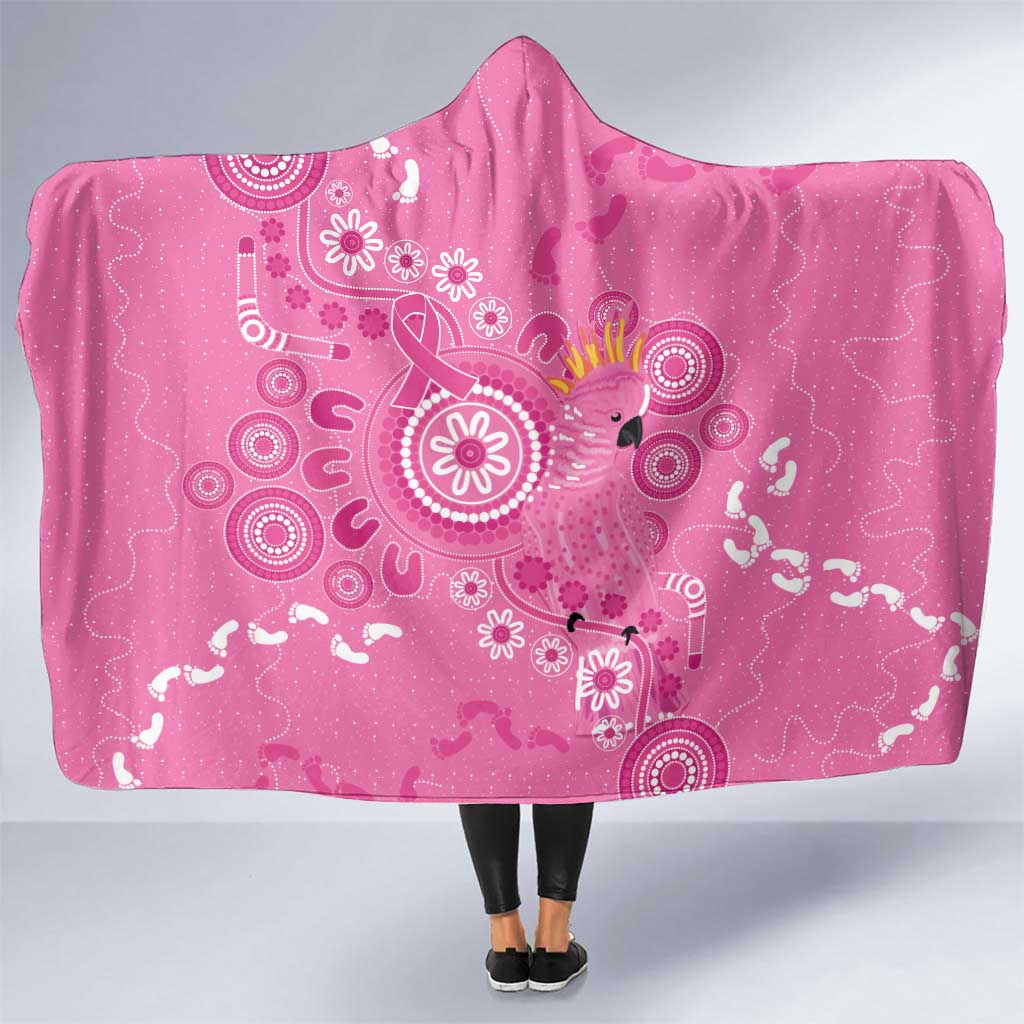 Pink Ribbon Australia Hooded Blanket Breast Cancer Awareness Aboriginal Cacatua leadbeateri - Aussie Hoodie