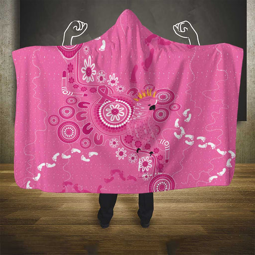 Pink Ribbon Australia Hooded Blanket Breast Cancer Awareness Aboriginal Cacatua leadbeateri - Aussie Hoodie