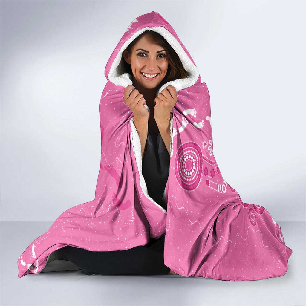 Pink Ribbon Australia Hooded Blanket Breast Cancer Awareness Aboriginal Cacatua leadbeateri - Aussie Hoodie
