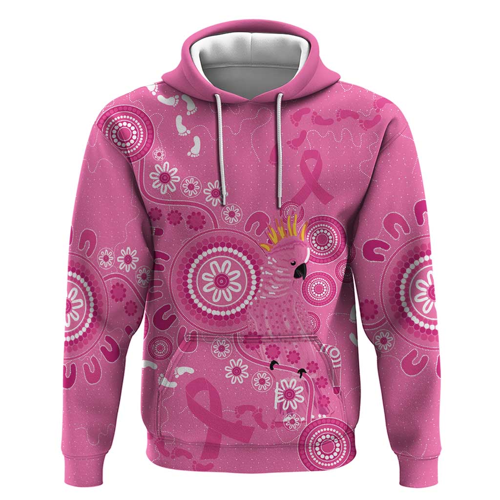 Pink Ribbon Australia Hoodie Breast Cancer Awareness Aboriginal Cacatua leadbeateri - Aussie Hoodie