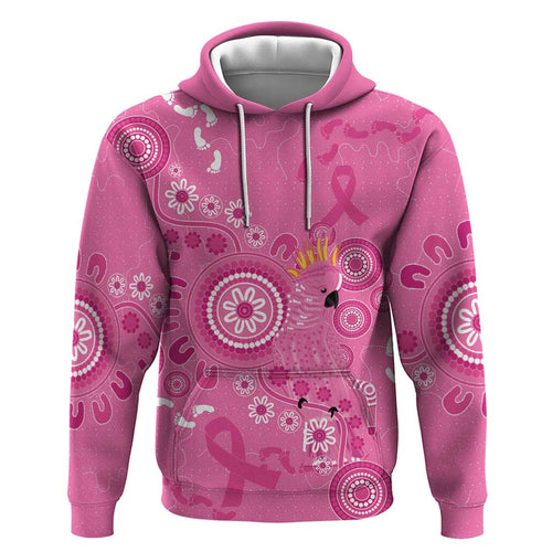 Pink Ribbon Australia Hoodie Breast Cancer Awareness Aboriginal Cacatua leadbeateri - Aussie Hoodie