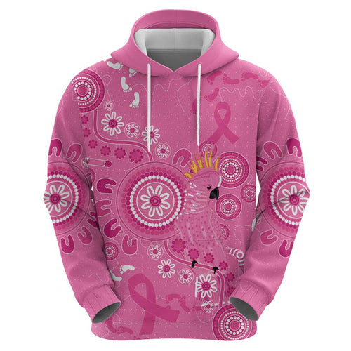 Pink Ribbon Australia Hoodie Breast Cancer Awareness Aboriginal Cacatua leadbeateri - Aussie Hoodie