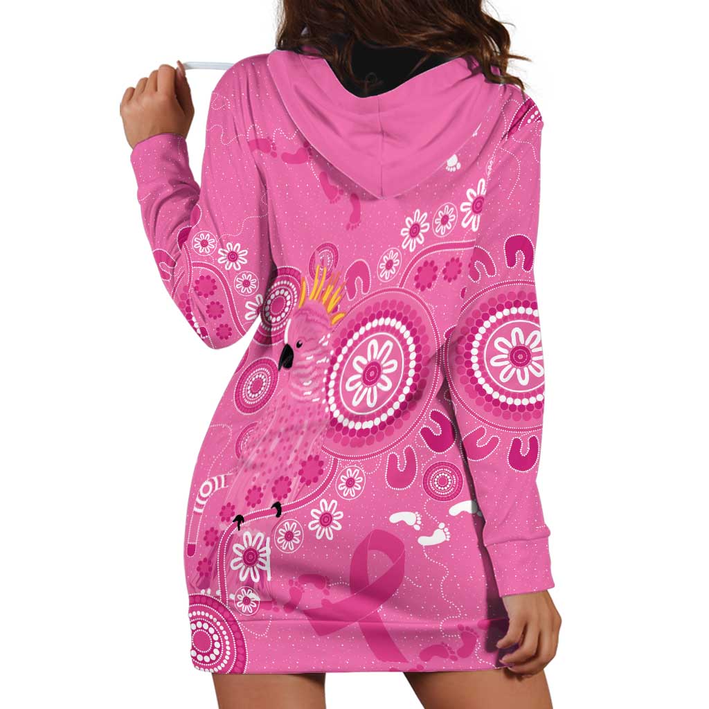 Pink Ribbon Australia Hoodie Dress Breast Cancer Awareness Aboriginal Cacatua leadbeateri - Aussie Hoodie
