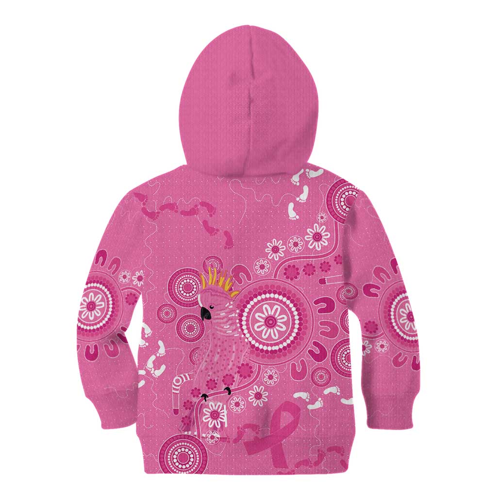 Pink Ribbon Australia Kid Hoodie Breast Cancer Awareness Aboriginal Cacatua leadbeateri - Aussie Hoodie