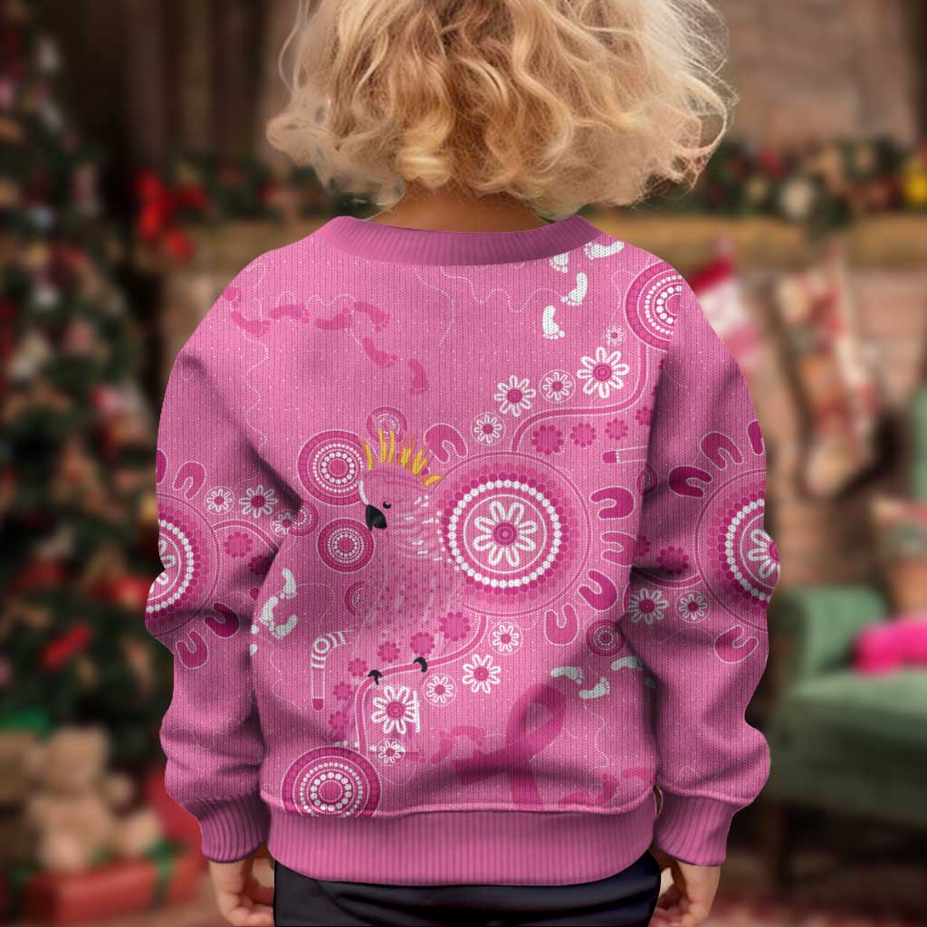 Pink Ribbon Australia Kid Ugly Christmas Sweater Breast Cancer Awareness Aboriginal Cacatua leadbeateri - Aussie Hoodie