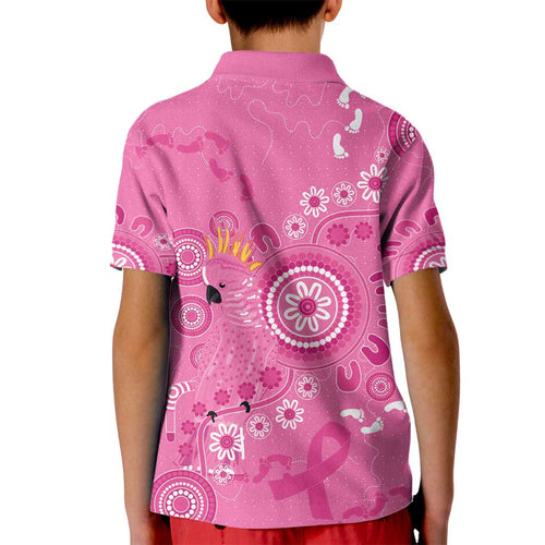 Pink Ribbon Australia Kid Polo Shirt Breast Cancer Awareness Aboriginal Cacatua leadbeateri - Aussie Hoodie