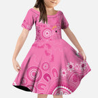 Pink Ribbon Australia Kid Short Sleeve Dress Breast Cancer Awareness Aboriginal Cacatua leadbeateri - Aussie Hoodie