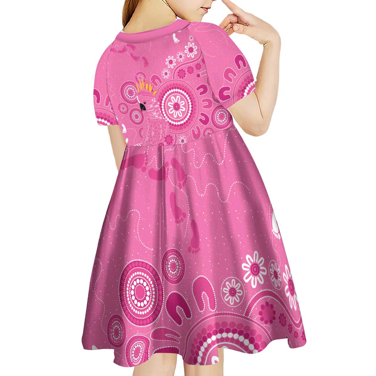 Pink Ribbon Australia Kid Short Sleeve Dress Breast Cancer Awareness Aboriginal Cacatua leadbeateri - Aussie Hoodie