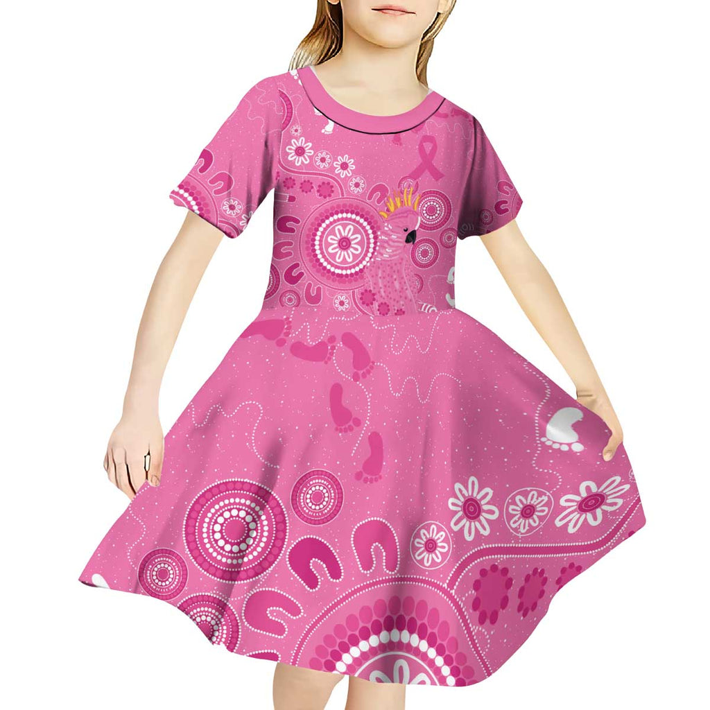 Pink Ribbon Australia Kid Short Sleeve Dress Breast Cancer Awareness Aboriginal Cacatua leadbeateri - Aussie Hoodie