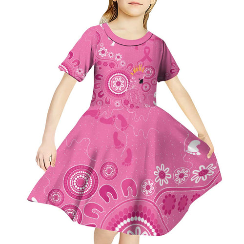 Pink Ribbon Australia Kid Short Sleeve Dress Breast Cancer Awareness Aboriginal Cacatua leadbeateri - Aussie Hoodie