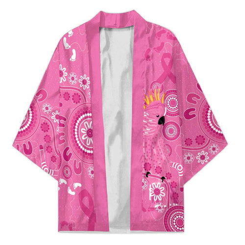 Pink Ribbon Australia Kimono Breast Cancer Awareness Aboriginal Cacatua leadbeateri - Aussie Hoodie