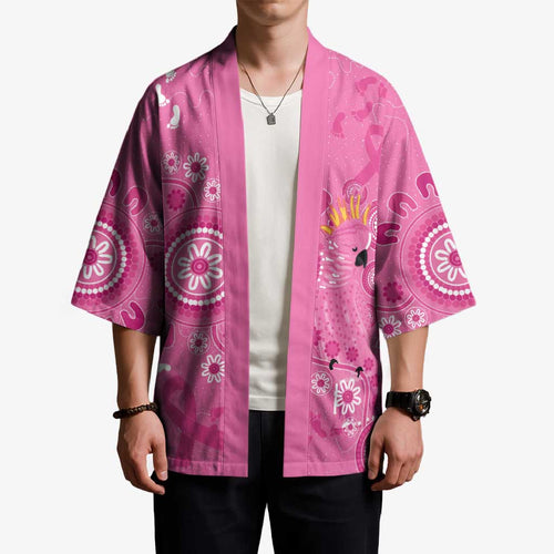 Pink Ribbon Australia Kimono Breast Cancer Awareness Aboriginal Cacatua leadbeateri - Aussie Hoodie