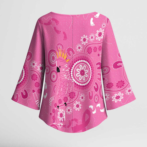 Pink Ribbon Australia Kimono Sleeve Blouse Breast Cancer Awareness Aboriginal Cacatua leadbeateri - Aussie Hoodie