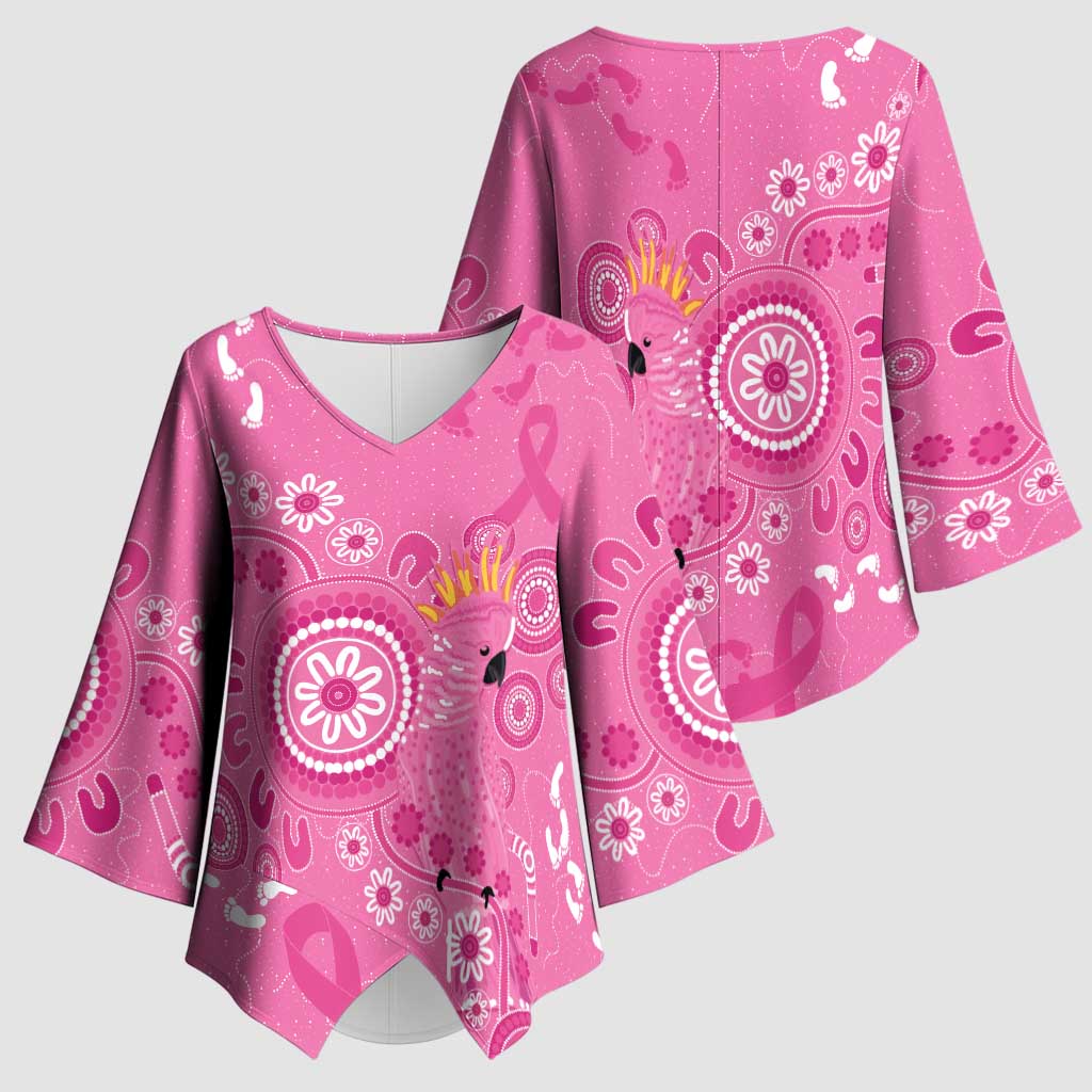 Pink Ribbon Australia Kimono Sleeve Blouse Breast Cancer Awareness Aboriginal Cacatua leadbeateri - Aussie Hoodie