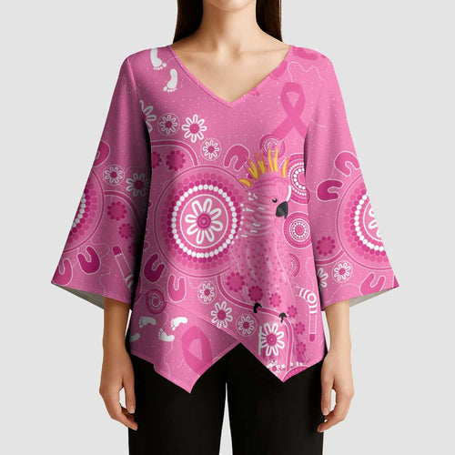 Pink Ribbon Australia Kimono Sleeve Blouse Breast Cancer Awareness Aboriginal Cacatua leadbeateri - Aussie Hoodie