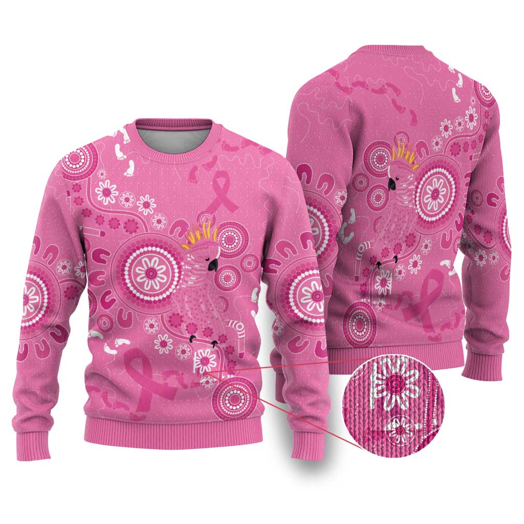 Pink Ribbon Australia Ugly Christmas Sweater Breast Cancer Awareness Aboriginal Cacatua leadbeateri - Aussie Hoodie