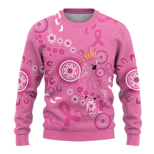Pink Ribbon Australia Ugly Christmas Sweater Breast Cancer Awareness Aboriginal Cacatua leadbeateri - Aussie Hoodie