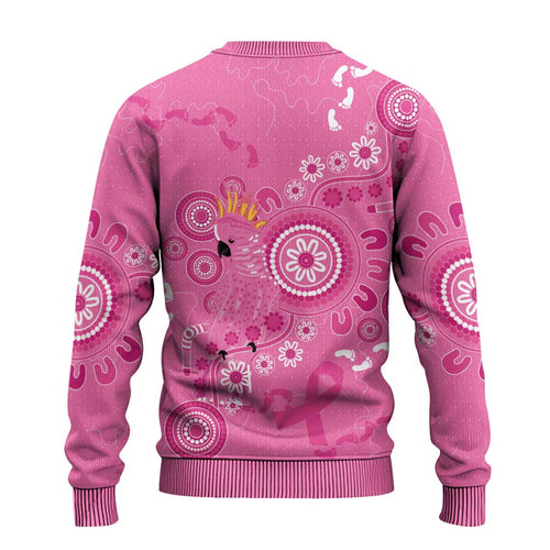 Pink Ribbon Australia Ugly Christmas Sweater Breast Cancer Awareness Aboriginal Cacatua leadbeateri - Aussie Hoodie