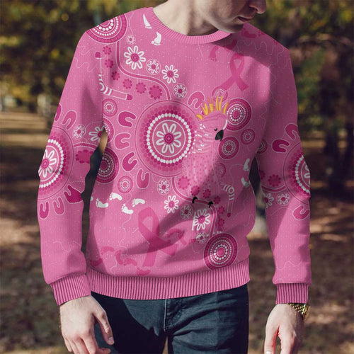 Pink Ribbon Australia Ugly Christmas Sweater Breast Cancer Awareness Aboriginal Cacatua leadbeateri - Aussie Hoodie